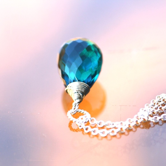 Handcrafted Sterling Silver Paraiba Tourmaline Pendant, October Birthstone - Picture 2 of 8